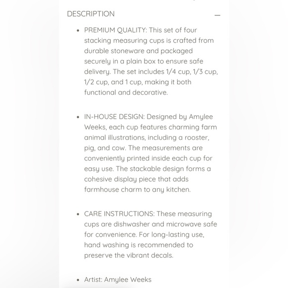 Farm animals stackable stoneware measuring cups - Picture 3 of 5